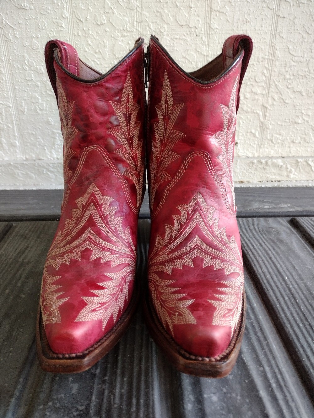 Corral Boots Circle G L5704 - WOMEN’S EMBROIDERY AND ZIPPER RED SNIP TOE ANKLE - Picture 7 of 15